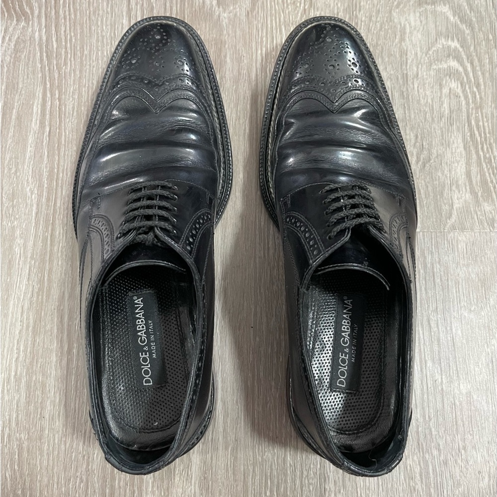 Dolce & Gabbana Patent Leather Oxford Dress Shoes Sz. 8 Made in Italy. 2056 5994